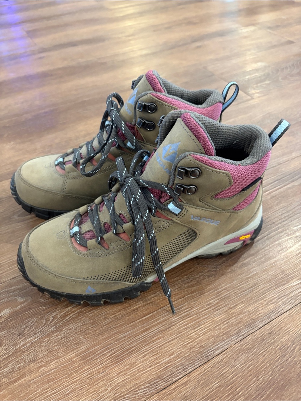 Vasque Talus Trek Ultradry Brown Pink Leather Hiking Outdoor Boot Women 8.5